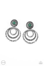 Load image into Gallery viewer, Paparazzi Bare Your Soul - Green Clip-on Earrings
