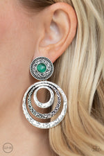 Load image into Gallery viewer, Paparazzi Bare Your Soul - Green Clip-on Earrings
