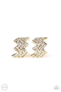 Paparazzi Fast as Lightning - Gold Clip-On Earrings