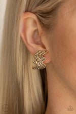 Load image into Gallery viewer, Paparazzi Fast as Lightning - Gold Clip-On Earrings
